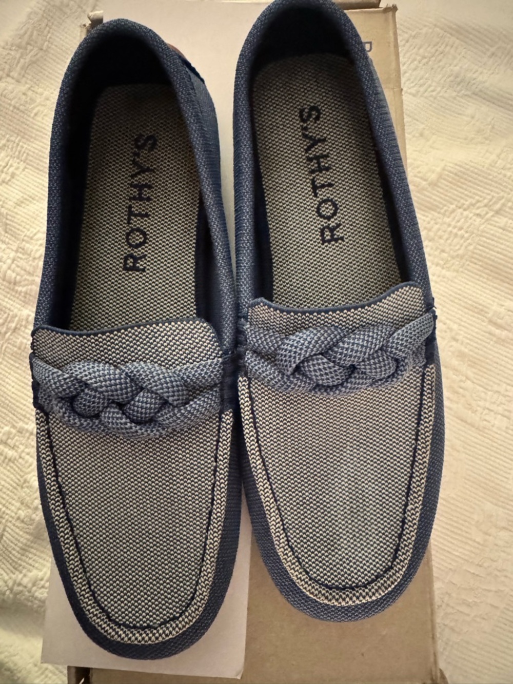 Rothy's Blue Braided-Trim Women's Slip-On Loafers - Picture 2 of 6